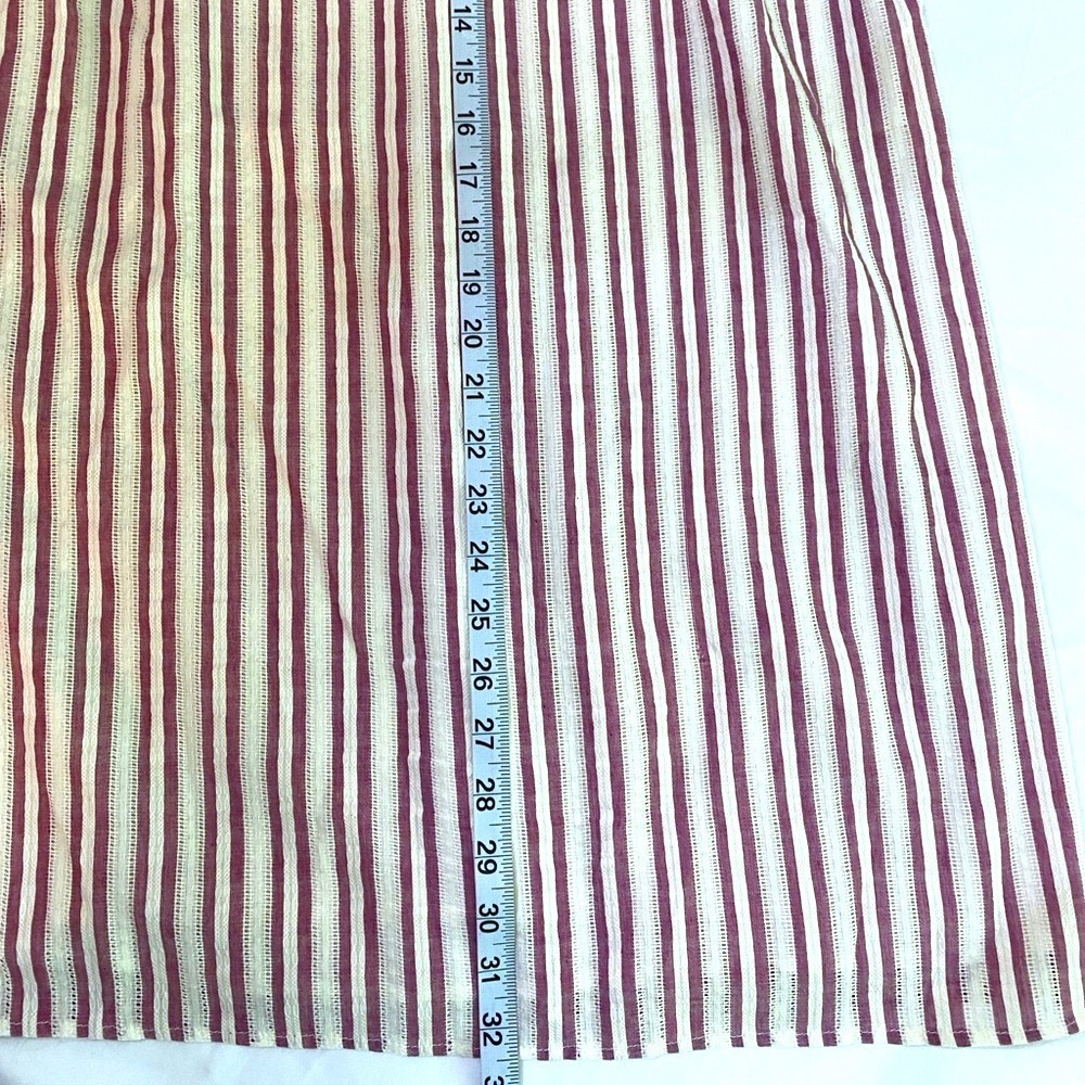 The Korner Red/White Striped Embroidered Bead Boho Notch Neck Shift Dress S - Picture 7 of 7